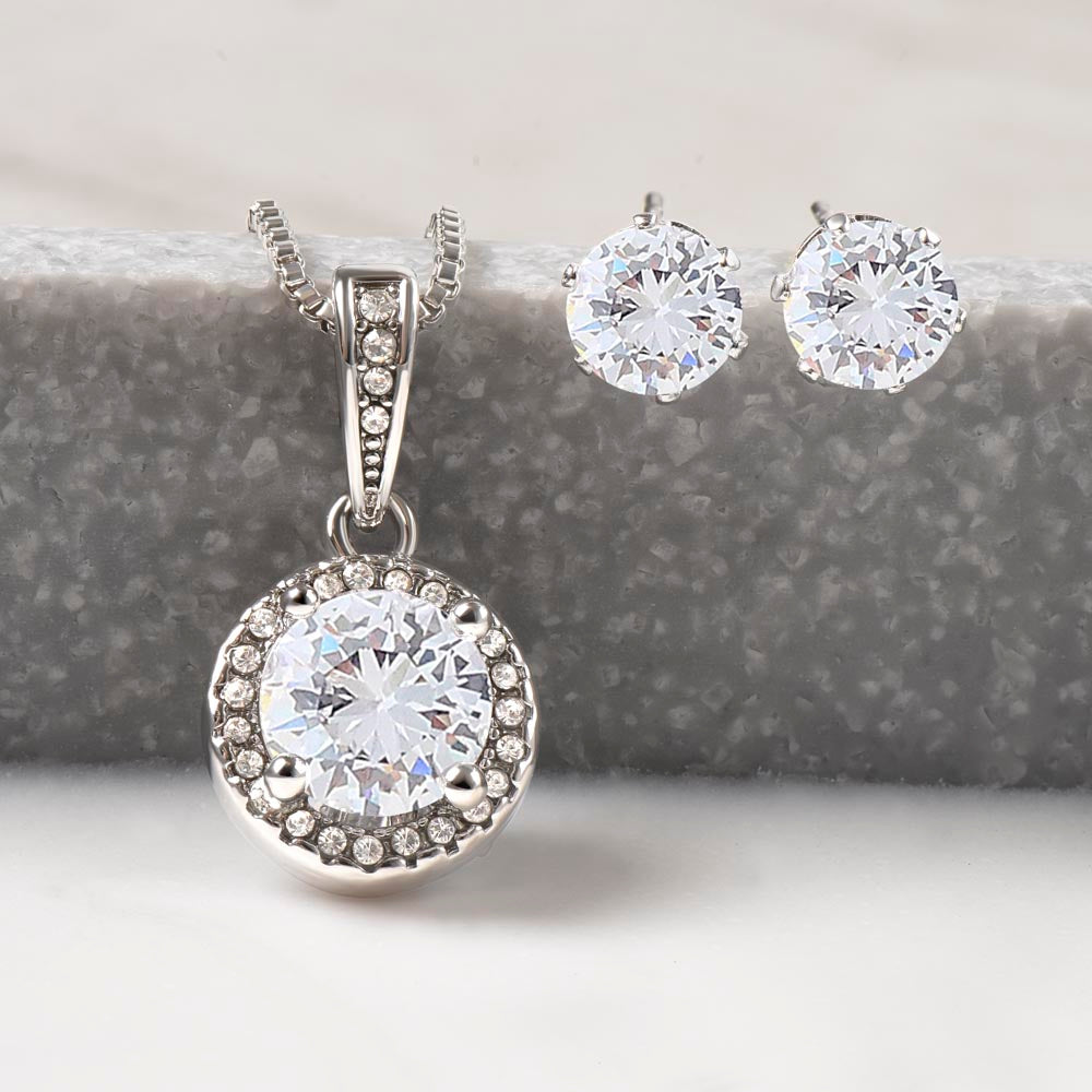 To My Little Wonder - From Aunt to Niece Eternal Hope Necklace With Earrings - SOUVMOUR