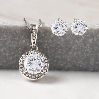 To My Little Wonder - From Aunt to Niece Eternal Hope Necklace With Earrings - SOUVMOUR