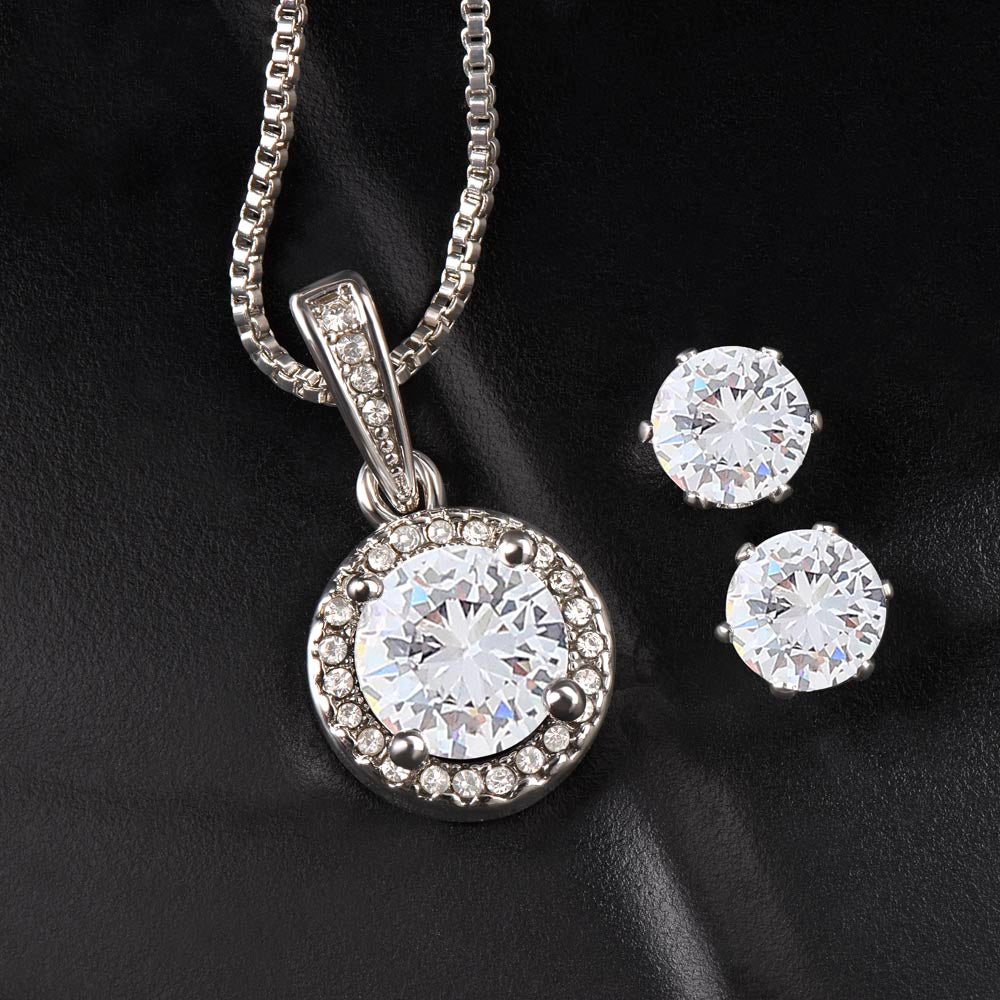 To My Little Wonder - From Aunt to Niece Eternal Hope Necklace With Earrings - SOUVMOUR