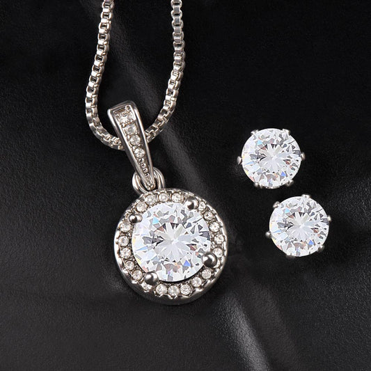 To My Bestie Thank You - Eternal Hope Necklace and Earrings Set | Gift for Best Friend | Friendship Gift