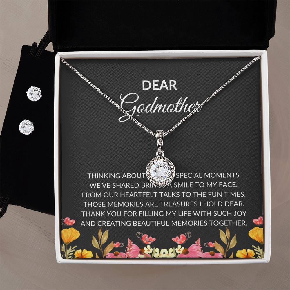 To My Dear Godmother Eternal Hope Necklace & Earring Set – Elegant Jewelry Gift | Godmother Gift