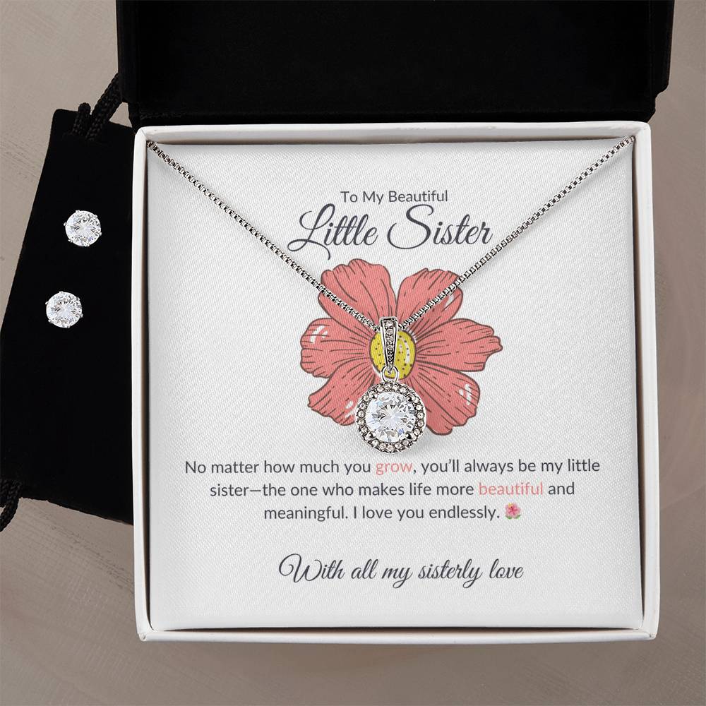 To My Beautiful Little Sister – Necklace & Earring Set | A Stunning Gift for My Precious Sister