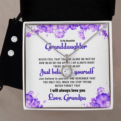 To My Beautiful Granddaughter | Eternal Hope Necklace & Earring Set, Gift from Grandpa to Granddaughter