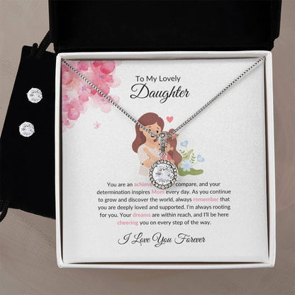 To My Lovely Daughter Necklace – Heartfelt And Supportive Eternal Hope Necklace & Earrings
