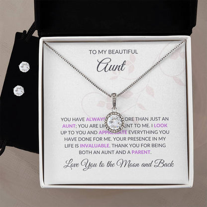 To My Sweet Aunt – Forever Love Necklace and Earrings Set | A Special Gift for Aunt - SOUVMOUR