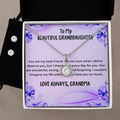 To My Wonderful Granddaughter | Eternal Hope Necklace & Earring Set, Grandmother & Granddaughter Bond Necklace