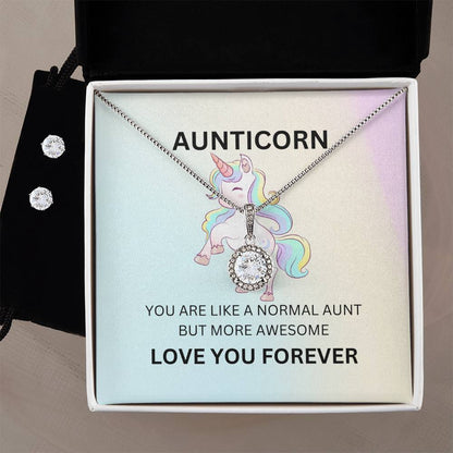 To My Auntie – Aunticorn Necklace and Earrings Set | Fun Gift for the Best Aunt - SOUVMOUR