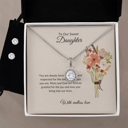 To My Sweet Daughter – Heartfelt Eternal Hope Necklace & Earrings Set