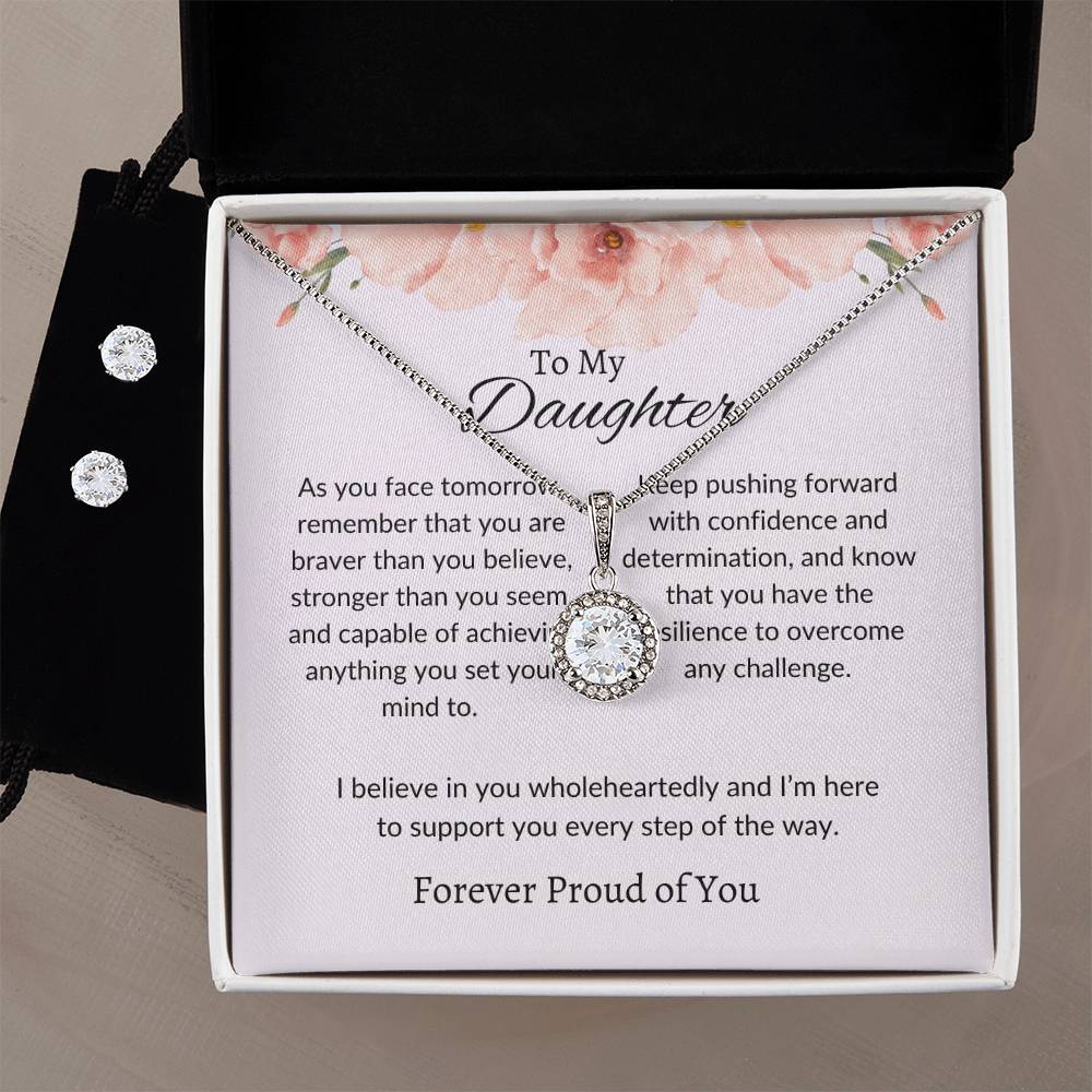 To My Daughter – Heartfelt Eternal Hope Necklace & Earrings Bundle Gift