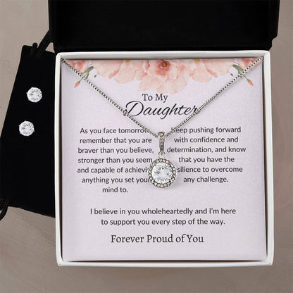 To My Daughter – Heartfelt Eternal Hope Necklace & Earrings Bundle Gift