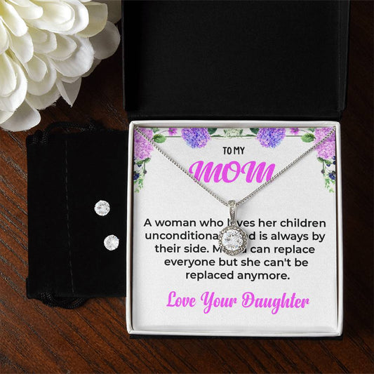 To My Mom | Eternal Hope Necklace & Earring Set | Mother and Daughter Bond Jewelry | Necklace Gift For Mom
