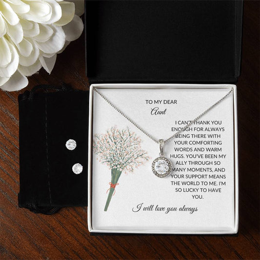 To My Dear Aunt- Necklace & Earrings Gift Set | Necklace Gift For Aunt - SOUVMOUR