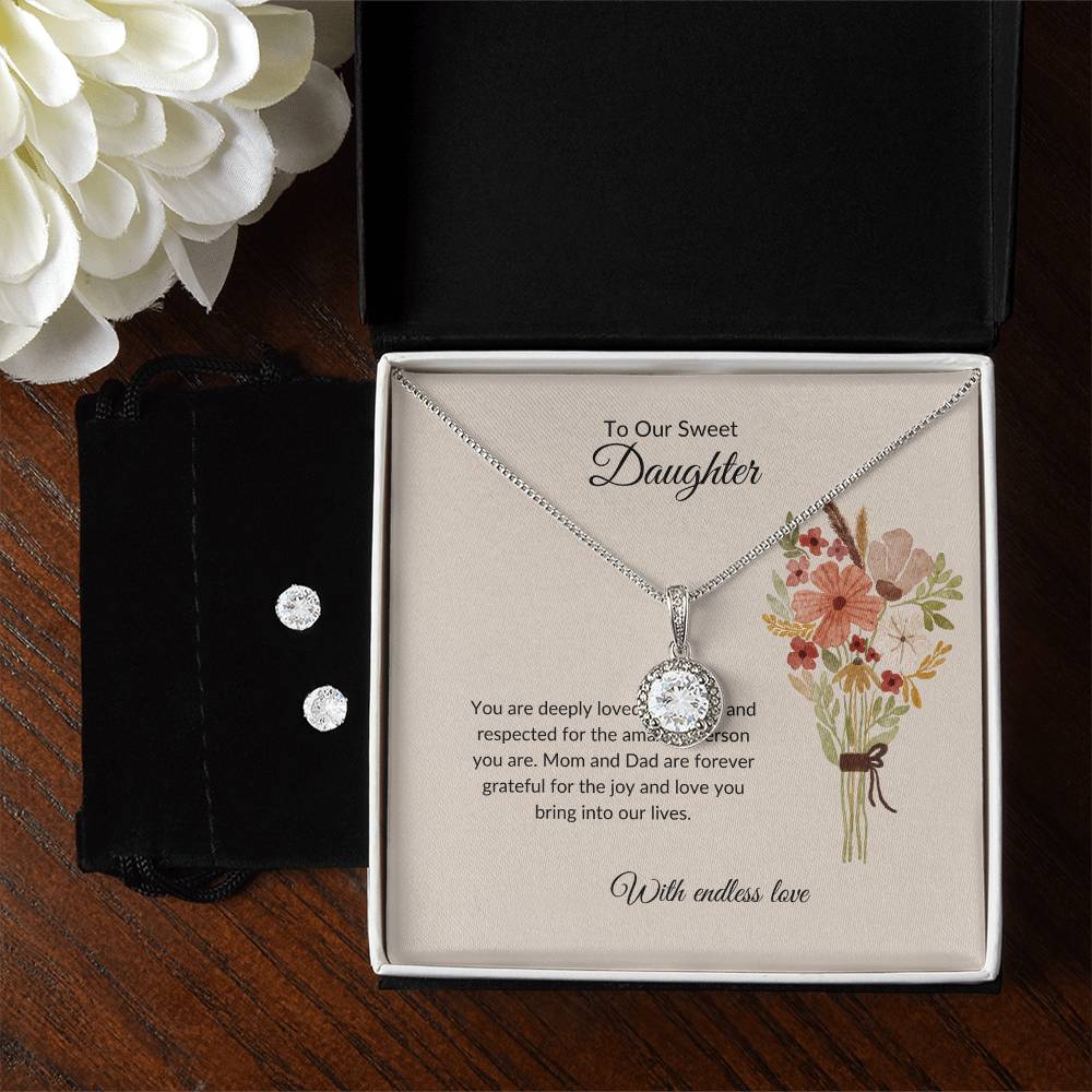 To My Sweet Daughter – Heartfelt Eternal Hope Necklace & Earrings Set