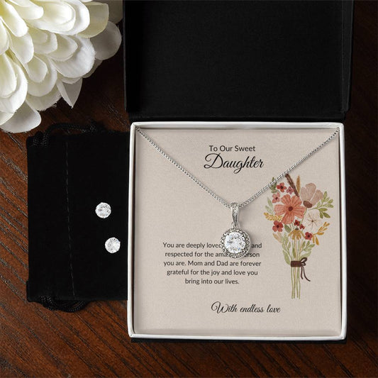 To My Sweet Daughter – Heartfelt Eternal Hope Necklace & Earrings Set