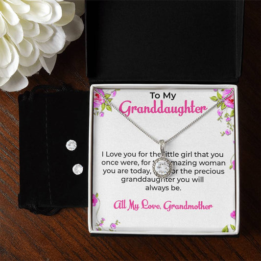 To My Dear Granddaughter | Eternal Hope Necklace & Earring Set, Grandmother & Granddaughter Bond Necklace