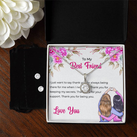 To My Lifetime Best Friend - Eternal Hope Necklace and Earrings Set | Gift for Best Friend | Friendship Gift