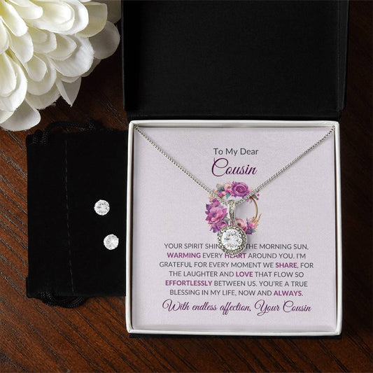 Cousin Necklace | To My Dear Cousin - Eternal Hope Necklace & Earring Set | Cousin Friendship Necklace