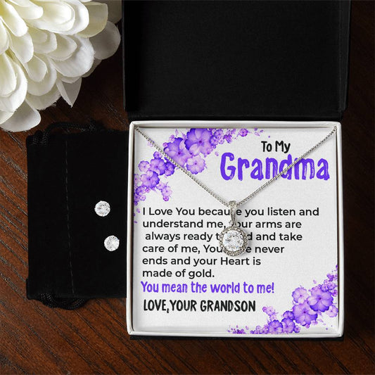 To My Grandma, My World | Stunning Eternal Hope Necklace Gift from Grandson | Gift for Grandma