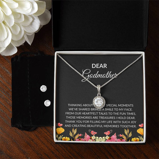 To My Dear Godmother Eternal Hope Necklace & Earring Set – Elegant Jewelry Gift | Godmother Gift