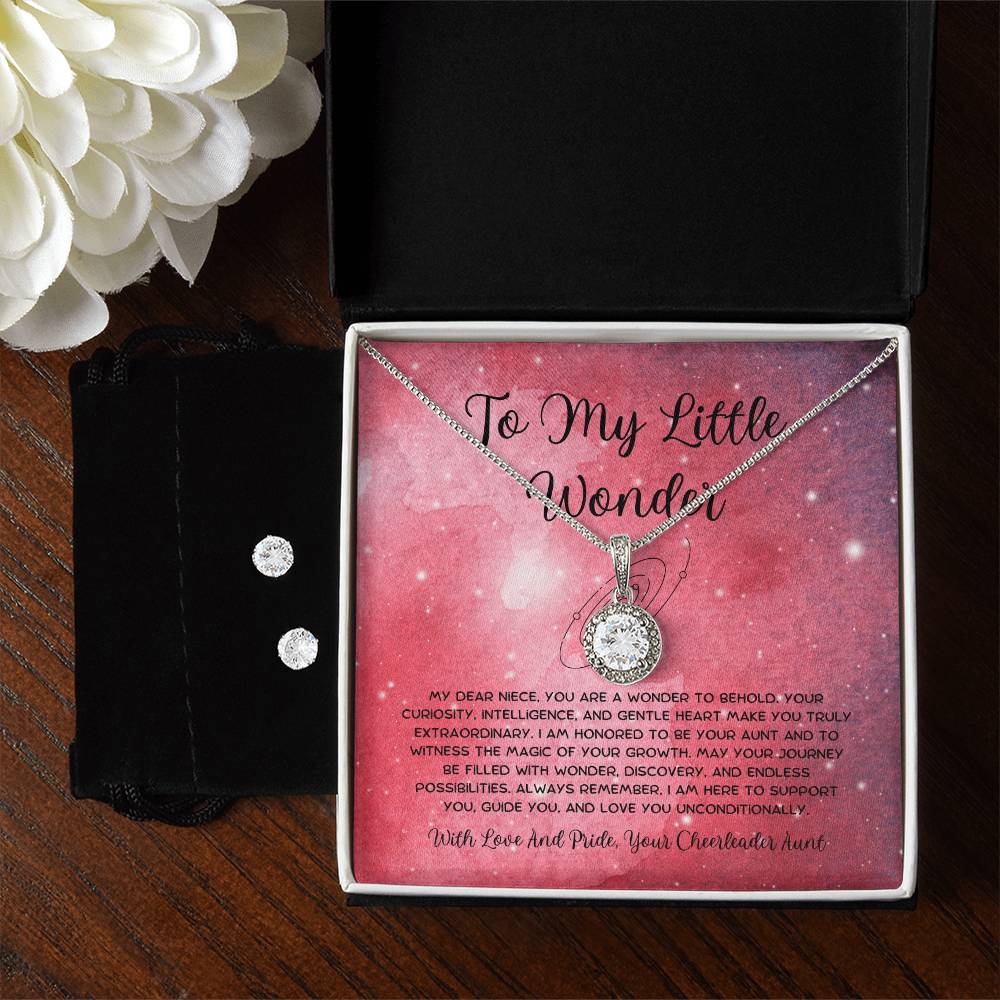 To My Little Wonder - From Aunt to Niece Eternal Hope Necklace With Earrings - SOUVMOUR