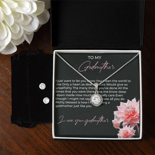 To My Godmother Eternal Hope Necklace & Earring Set – A Heartfelt Symbol of Love and Gratitude | Godmother Gift