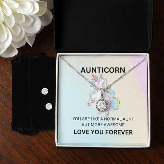 To My Auntie – Aunticorn Necklace and Earrings Set | Fun Gift for the Best Aunt - SOUVMOUR