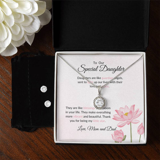 To My Special Daughter – Heartfelt Eternal Hope Necklace & Earrings Gift Bundle