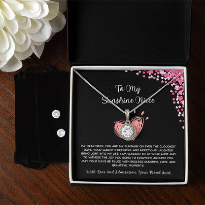 To My Sunshine Niece - From Aunt to Niece Eternal Hope Necklace With Earrings - SOUVMOUR