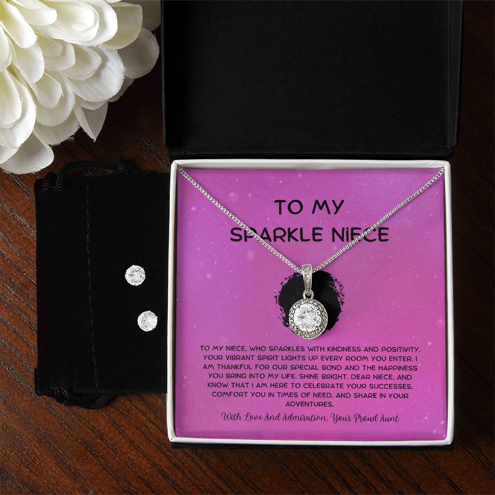 To My Sparkle Niece - From Aunt to Niece Eternal Hope Necklace With Earrings - SOUVMOUR