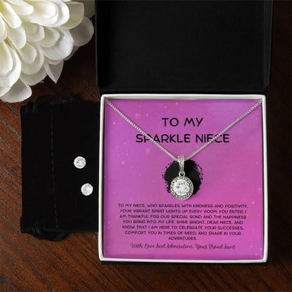 To My Sparkle Niece - From Aunt to Niece Eternal Hope Necklace With Earrings - SOUVMOUR
