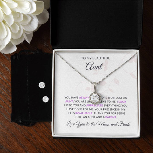 To My Sweet Aunt – Forever Love Necklace and Earrings Set | A Special Gift for Aunt - SOUVMOUR