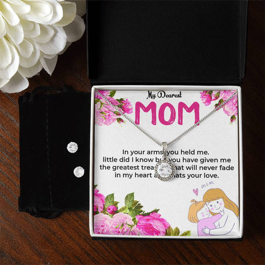 To My Dearest Mom | Heartfelt Eternal Hope Necklace & Earring Set | Necklace Gift For Mom