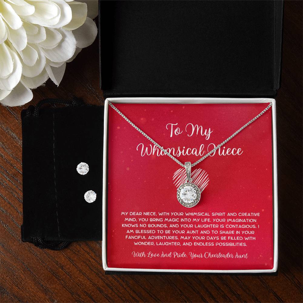 To My Whimsical Niece - From Aunt to Niece Eternal Hope Necklace With Earrings - SOUVMOUR