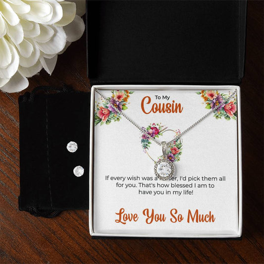 Cousin Necklace | To My Cousin My Best Friend - Eternal Hope Necklace & Earring Set | Cousin Friendship Necklace