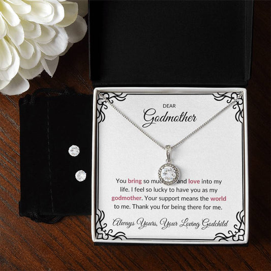 To My Lovely Godmother Eternal Hope Necklace & Earring Set | A Beautiful Gift to Honor a Cherished Godmother | Godmother Gift