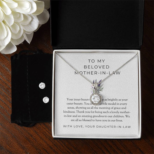 To My Beloved Mother-in-law | Eternal Hope Necklace & Earring Set | Treasured Mother-in-law Gift