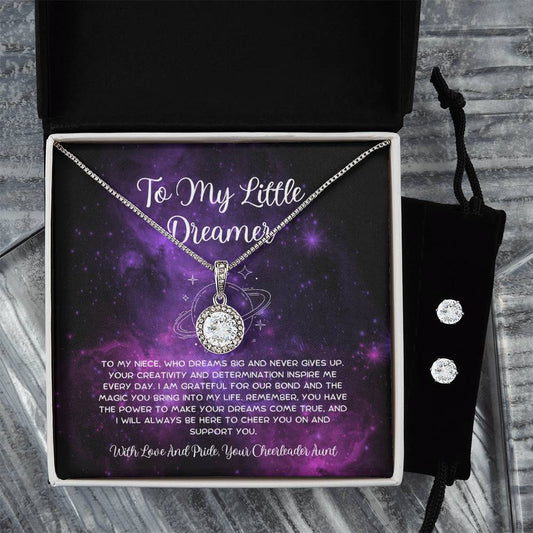 To My Little Dreamer - From Aunt to Niece Eternal Hope Necklace With Earrings - SOUVMOUR