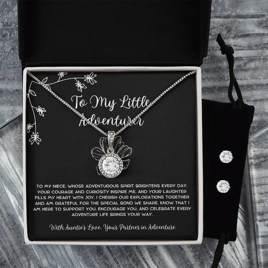 To My Little Adventurer - From Aunt to Niece Eternal Hope Necklace With Earrings - SOUVMOUR