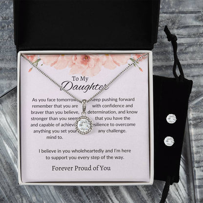 To My Daughter – Heartfelt Eternal Hope Necklace & Earrings Bundle Gift