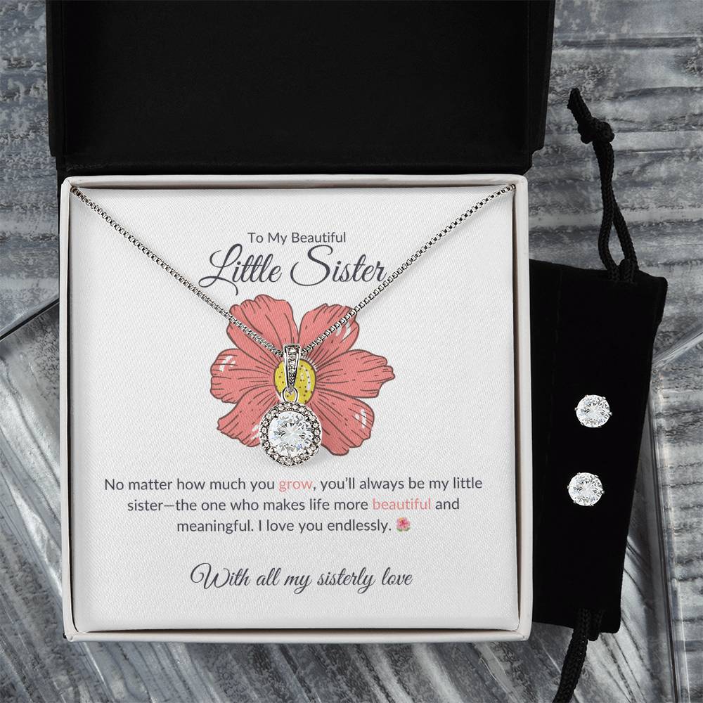 To My Beautiful Little Sister – Necklace & Earring Set | A Stunning Gift for My Precious Sister