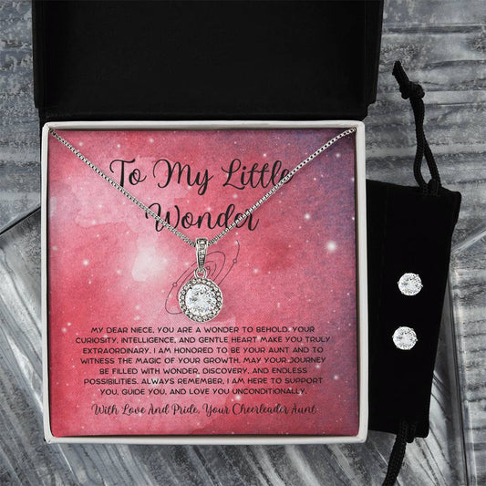 To My Little Wonder - From Aunt to Niece Eternal Hope Necklace With Earrings - SOUVMOUR