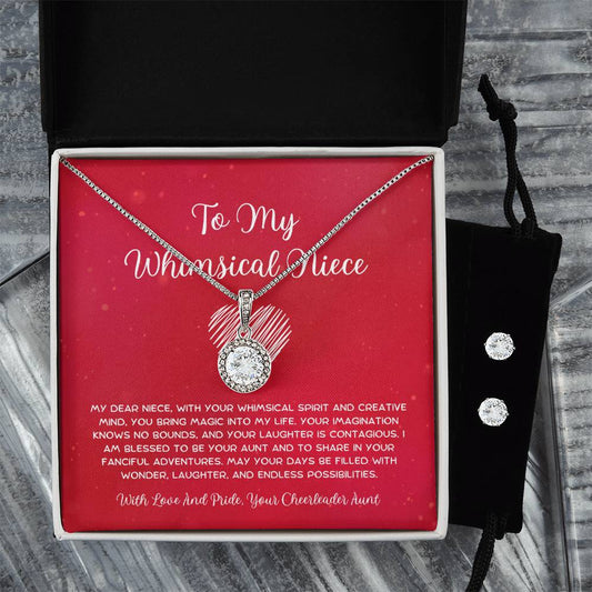 To My Whimsical Niece - From Aunt to Niece Eternal Hope Necklace With Earrings - SOUVMOUR