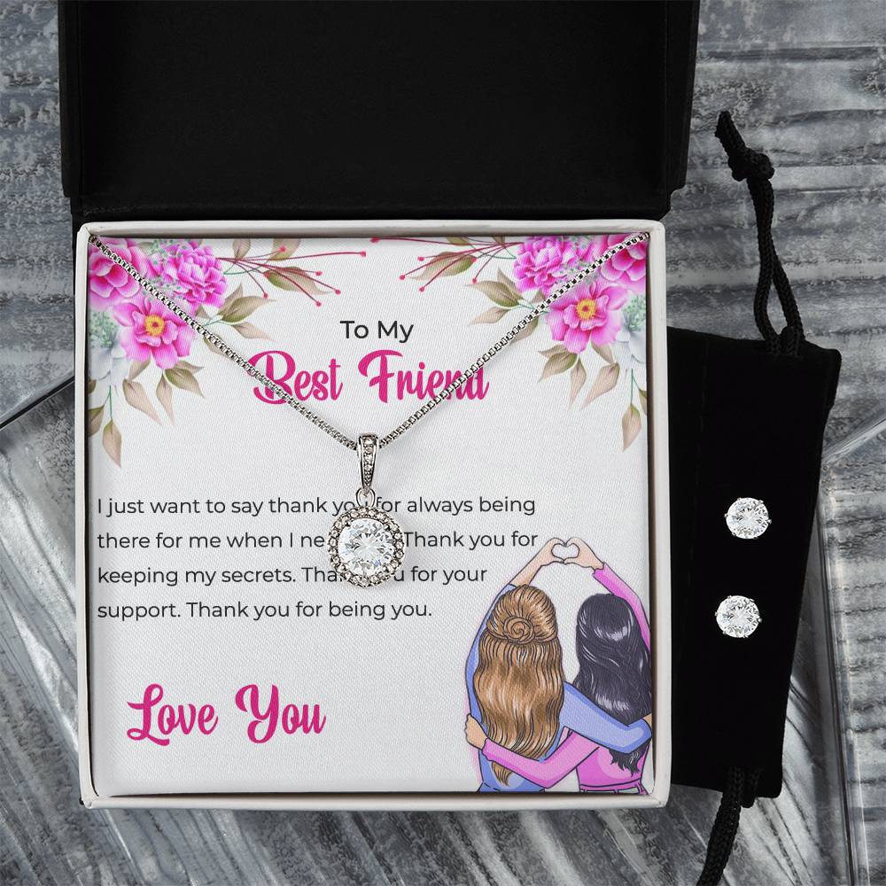 To My Lifetime Best Friend - Eternal Hope Necklace and Earrings Set | Gift for Best Friend | Friendship Gift