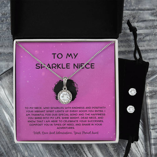 To My Sparkle Niece - From Aunt to Niece Eternal Hope Necklace With Earrings - SOUVMOUR