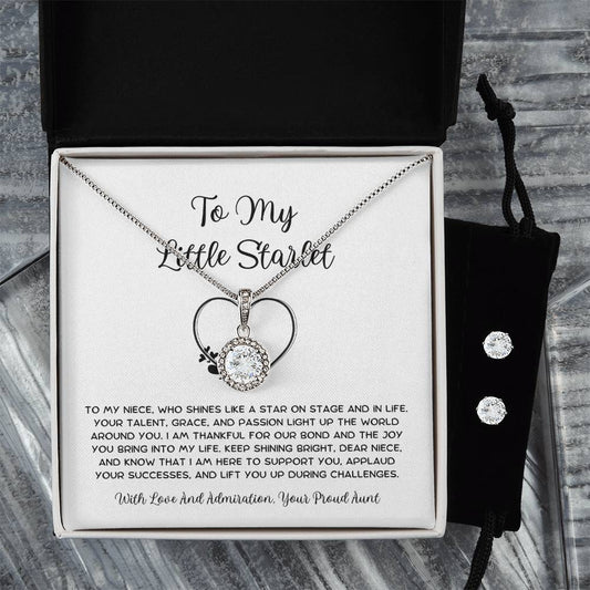 To My Little Starlet - From Aunt to Niece Eternal Hope Necklace With Earrings - SOUVMOUR