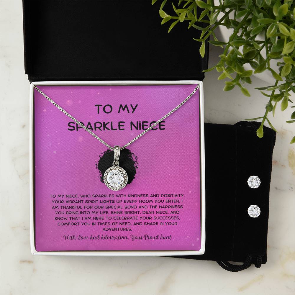To My Sparkle Niece - From Aunt to Niece Eternal Hope Necklace With Earrings - SOUVMOUR