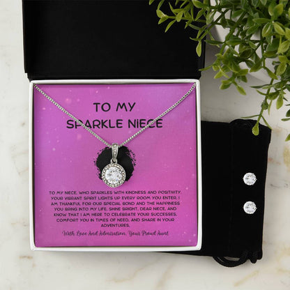 To My Sparkle Niece - From Aunt to Niece Eternal Hope Necklace With Earrings - SOUVMOUR