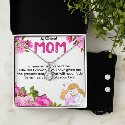 To My Dearest Mom | Heartfelt Eternal Hope Necklace & Earring Set | Necklace Gift For Mom