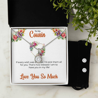 Cousin Necklace | To My Cousin My Best Friend - Eternal Hope Necklace & Earring Set | Cousin Friendship Necklace