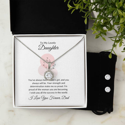 To My Lovely Daughter – Heartfelt Eternal Hope Necklace & Earrings Gift Bundle
